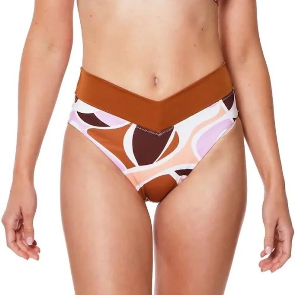 Sanctuary Swim High Leg V-Waist Bikini Bottoms Lion Abstract Pattern NWT Size XS